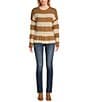 Sadie & Sage Crewneck Violette Striped Sweater, Color:Ivory Brown - Image 3