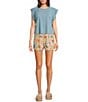 Sadie & Sage Flat Front Floral Printed Shorts, Color:Multi - Image 3