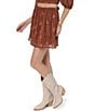 Sadie & Sage Floral Print A-Line Mini Skirt, Color:Brown Multi - Image 3