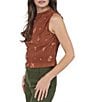 Sadie & Sage Floral Print Mock Neck Top, Color:Brown Multi - Image 3