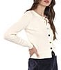 Sadie & Sage Heart Button Front Sweater, Color:Ivory - Image 3