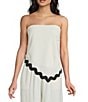 Sadie & Sage Sadie & Sage Linen Blend Asymmetrical Ric Rac Trim Coordinating Tube Top, Color:Oatmeal - Image 1