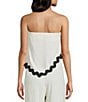 Sadie & Sage Sadie & Sage Linen Blend Asymmetrical Ric Rac Trim Coordinating Tube Top, Color:Oatmeal - Image 2