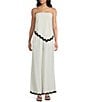 Sadie & Sage Sadie & Sage Linen Blend Asymmetrical Ric Rac Trim Coordinating Tube Top, Color:Oatmeal - Image 3