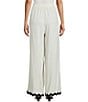 Sadie & Sage Linen Blend Ric Rac Trim Coordinating Wide Leg Pants, Color:Oatmeal - Image 2