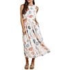 Sadie & Sage Linen Blend Seashell Print Side Cutout Shell Trim Dress, Color:White/Multi - Image 1