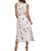 Sadie & Sage Linen Blend Seashell Print Side Cutout Shell Trim Dress, Color:White/Multi - Image 2