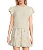 Sadie & Sage Ruffle Cap Sleeve Sweater Top, Color:White - Image 1