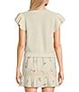 Sadie & Sage Ruffle Cap Sleeve Sweater Top, Color:White - Image 2