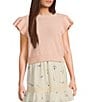 Sadie & Sage Ruffle Cap Sleeve Sweater Top, Color:Blush - Image 1