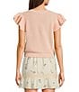 Sadie & Sage Ruffle Cap Sleeve Sweater Top, Color:Blush - Image 2
