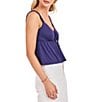 Sadie & Sage Shirred Front Cropped Tank Top, Color:Navy - Image 3