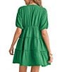 Color:Kelly Green - Image 2 - Short Sleeve So Fresh Tiered Mini Dress