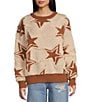 Sadie & Sage Show Time Star Intarsia Oversized Sweater, Color:Ivory Brown - Image 1