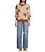 Sadie & Sage Show Time Star Intarsia Oversized Sweater, Color:Ivory Brown - Image 3