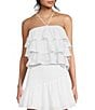 Color:White - Image 1 - Sleeveless Beach House Tiered Ruffle Knit Top