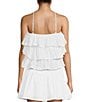 Color:White - Image 2 - Sleeveless Beach House Tiered Ruffle Knit Top