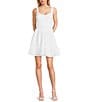 Sadie & Sage Sleeveless Jersey Eyelet Mixed Media Corset Mini Dress, Color:White - Image 1