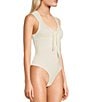 Color:Ivory - Image 2 - Vacay Front Knot Knit Bodysuit