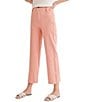 Color:Coral Pink - Image 3 - Wide Leg Cropped Stretch Denim Pants