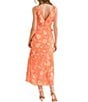 Color:Orange Multi - Image 2 - Aurora Floral Print Tie Strap Ruffled Maxi Dress
