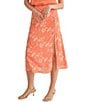 Color:Orange Multi - Image 1 - Aurora Floral Side Slit Midi Skirt