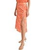 Color:Orange Multi - Image 3 - Aurora Floral Side Slit Midi Skirt
