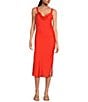 Color:Red - Image 1 - Cowl Neck Sleeveless Midi Dress