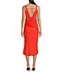 Color:Red - Image 2 - Cowl Neck Sleeveless Midi Dress