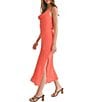Color:Red - Image 6 - Cowl Neck Sleeveless Midi Dress