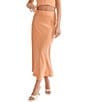Color:Apricot - Image 1 - Jess Bias Side Zip Midi Skirt