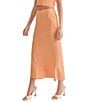 Color:Apricot - Image 3 - Jess Bias Side Zip Midi Skirt