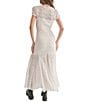 Color:White - Image 5 - Lace Round Neck Short Sleeve Maxi Dress