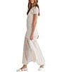 Color:White - Image 6 - Lace Round Neck Short Sleeve Maxi Dress