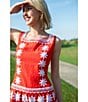 SAIL to SABLE Embroidered Square Neck Sleeveless A-Line Mini Dress, Color:Red - Image 5