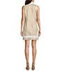 SAIL to SABLE Gold Linen Blend Split Neck Sleeveless Tunic Dress, Color:Gold - Image 2