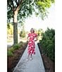 SAIL to SABLE Sea Stripe Print Mandarin Collar Short Puff Sleeve Midi Dress, Color:Red Sea Stripe - Image 6