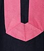 Color:Navy/Candy - Image 5 - Woven Band Collar Split V-Neck Sleeveless Contrast Trim Shift Dress