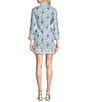 SAIL to SABLE Woven Pineapple Print Split Collar V-Neck Bracelet Sleeve Tunic Dress, Color:Pineapple Print - Image 2
