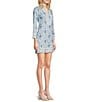 SAIL to SABLE Woven Pineapple Print Split Collar V-Neck Bracelet Sleeve Tunic Dress, Color:Pineapple Print - Image 3