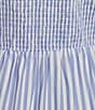 SAIL to SABLE Woven Stripe Print V-Neck Flutter Sleeve Tiered Dress, Color:Blue Stripe - Image 3
