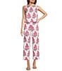 SAIL to SABLE X Amy Littleson McNitt The Jacqueline Sleeveless Tank Pant Set, Color:Hibiscus Block Print - Image 1