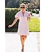 SAIL to SABLE x Amy Littleson McNitt The Jane Ric Rac Mandarin Collar Short Puff Sleeve Dress, Color:Blush - Image 4