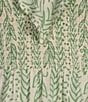 Color:Pistachio Leaf - Image 6 - x PALM BEACH LATELY Silk-Blend Leaf Stripe Print V-Neck Smocked Waist Ruffle Hem Midi Dress