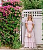 Color:Blush - Image 2 - x PALM BEACH LATELY Square Neck Embroidered Scalloped Tiered A-Line Maxi Dress