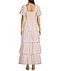 Color:Blush - Image 6 - x PALM BEACH LATELY Square Neck Embroidered Scalloped Tiered A-Line Maxi Dress
