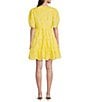 SAIL to SABLE x Style Charade Charlotte Eyelet V-Neck Elbow Sleeve Dress, Color:Yellow/White - Image 2
