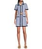 SAIL to SABLE x Style Charade Ella Stripe Print Point Collar Short Sleeve Dress, Color:Blue/White Stripe - Image 1