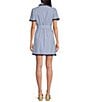 SAIL to SABLE x Style Charade Ella Stripe Print Point Collar Short Sleeve Dress, Color:Blue/White Stripe - Image 2