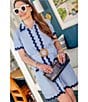 SAIL to SABLE x Style Charade Ella Stripe Print Point Collar Short Sleeve Dress, Color:Blue/White Stripe - Image 5